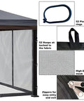 12x12 Gazebo Mosquito Netting Universal Replacement Four Panel Mesh Screen Walls With Double Zippers For Patio Garden Deck