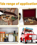 30 Pcs Brass Barrel Hidden Hinges For DIY Jewelry Boxes And Small Cabinets shown in various applications
