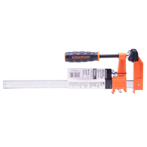 Beefy 12 Inch Opening Heavy Duty Steel Bar Clamp With Protective Pads Orange For Cabinet Making Woodworking Metalworking