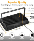 Back view of 300W LED Stadium Flood Light Outdoor 2050W Equivalent 43500LM with yoke bracket and wiring details