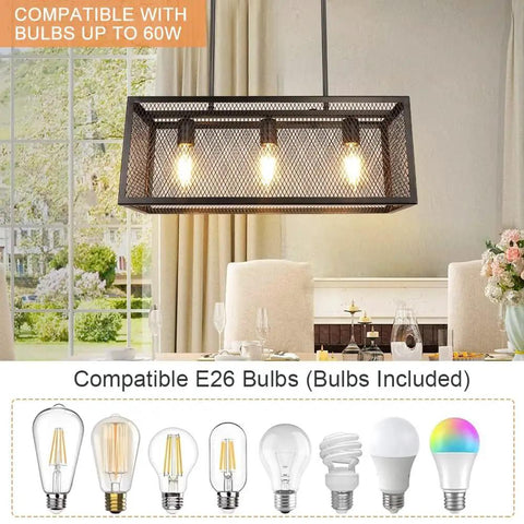 Dope 4 Light Industrial Chandelier With Metal Shades For Dining Room, includes E26 bulbs, farmhouse pendant lighting in black.