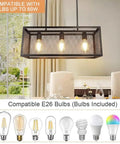 Industrial Five Light Kitchen Island Pendant Light Fixture With Metal Frame In Matte Black Flush Mount Hanging Light