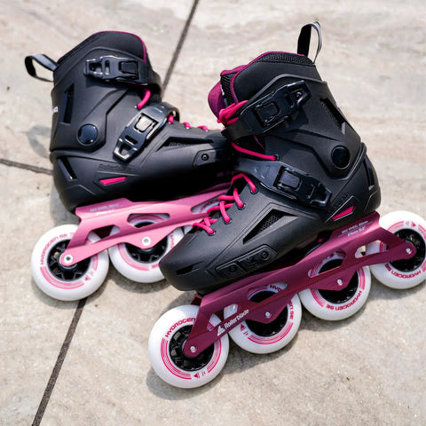 Lightning 90 W Womens Urban Inline Skates For City Cruising And Fitness All Day Comfort With Lever Lock Memory Black Sangria