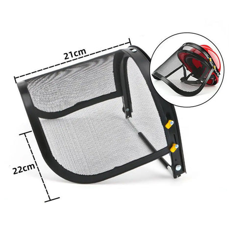 Heavy Duty Face Shield And Snap Mount Bracket Steel Wire Hard Hat Visor Keeping Your Eyes Locked Down And Protected While Trimming Logging Or Running Yard Maintenance Jobs In Black