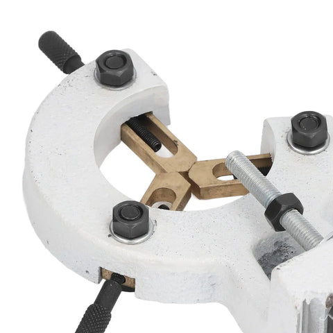 Close-up of Rock Solid Mini Lathe Steady Rest featuring metal center support, showcasing durable construction and locking mechanism.