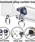 Heavy Duty Aluminum Alloy Curtain Tracks Providing Hella Smooth Tracking uses durable wheeled gliders and silent pulley design.