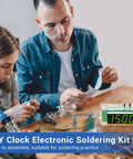 Parent and child assembling 4-Digit DIY Digital Clock Kit With Acrylic Shell, Adjustable Brightness LED Display for learning.