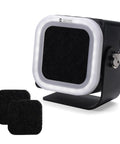 Hella Smooth Mini Solder Fume Extractor Featuring Three Speed Brushless Motor And Premium Activated Carbon Filter For Legit Workbench Smoke Cleanup, black sleek design with light and two spare filters.