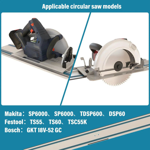 55 Inch Track Saw Guide Rail Joining Set For Makita And Festool Including 55 Inch Extruded Rail And Tracksaw Guide