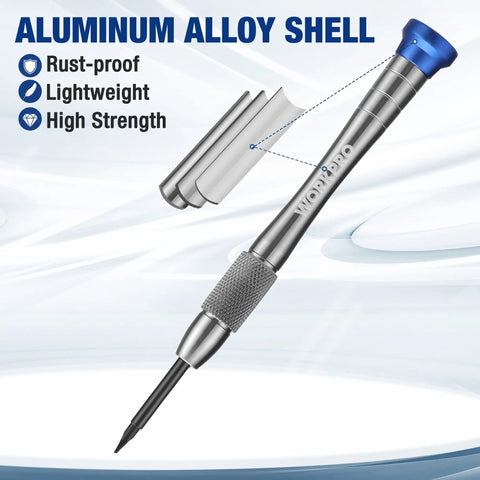 Magnetic Precision Screwdriver Set 6 Piece Mini Repair Kit With S2 Alloy Steel Bits for electronics repair with aluminum alloy shell.