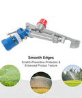 One Inch Aluminum Alloy Agriculture Irrigation Sprinkler Head Built Like A Tank For Rugged Outdoors with blue nozzle and smooth edges.