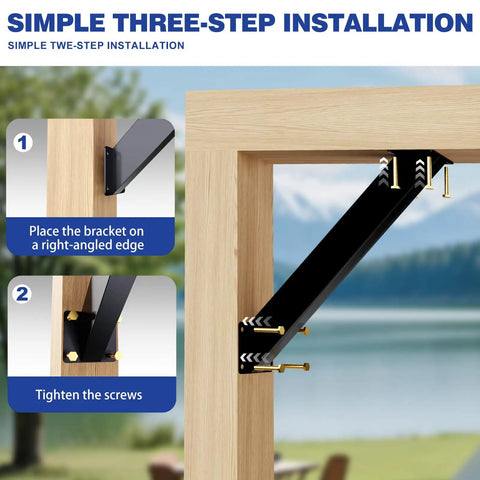Heavy Duty 4 Pack 45 Degree Pergola Angle Bracket Kit For Gazebos And Patios, Steel Connector Braces For Pergola Posts And Log Cabin Decks, Built To Last Outdoor Structure Support