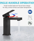 Matte Black Bathroom Faucet With Solid Brass Construction Single Lever Vanity Faucet Lead Free Includes Pop Up Drain And Water Supply Hoses