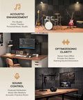 Premium Soundproof 36 Pack Wedge Acoustic Foam Panels Self Adhesive Wall Tiles High Density Fire Resistant audio dampening in music studio.