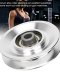 Heavy Duty Aluminum Alloy Fitness Pulley for Strength Training, Durable, Lightweight Exercise Hardware, 80mm Diameter, Easy Install, Perfect Home Gym Accessory for Crossfit and Resistance Workouts. 80mm aluminum gym pulley shown with fitness machine