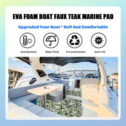 Self-Adhesive EVA Foam Boat Flooring With Faux Teak Look Non Slip Marine Decking installed on yacht deck