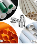 Heavy Duty PVC Pipe Threader cuts internal and external threads, showcasing various plastic pipes including PVC, PPR, and MPP.