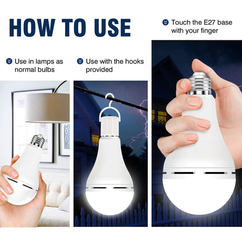Emergency Rechargeable LED Light Bulb With Battery Backup To Keep The Lights On During Power Outages 12W 6500K Cool White guide