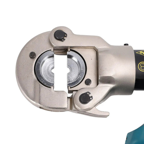 Close-up of Sorandy 60KN Electric Hydraulic Crimping Tool's crimping head for precise terminal connections.