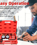 8MILELAKE cylinder leak-down tester kit in red carrying case with dual gauges and hoses