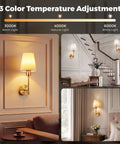 Battery Operated Wall Sconce Set of Two, Wireless Wall Lights with Remote showcasing three color temperature options in a cozy living space.