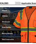 Kickass Mens High Visibility Mesh Safety Vest With Ten Functional Pockets And Zipper Front Ansi Class Three, suitable for various work scenes.
