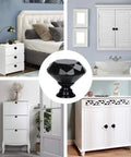 Slick Black Diamond Crystal Glass Drawer Knobs 30mm 10 Pack With Screws In Three Lengths 0.8in 1.0in 1.4in For Cabinets Dressers Cupboards Chests And Home Office Furniture on white furniture