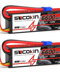 3S 11.1V 6600mAh 120C LiPo RC Battery With EC5 Connector, Hardshell Pack for 1/8 and 1/10 RC Vehicles