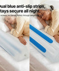 Senior resting beside Inflatable Bed Rail for Seniors, Soft Touch Safety Guard With No Metal, 47.2 Inch Fall Prevention