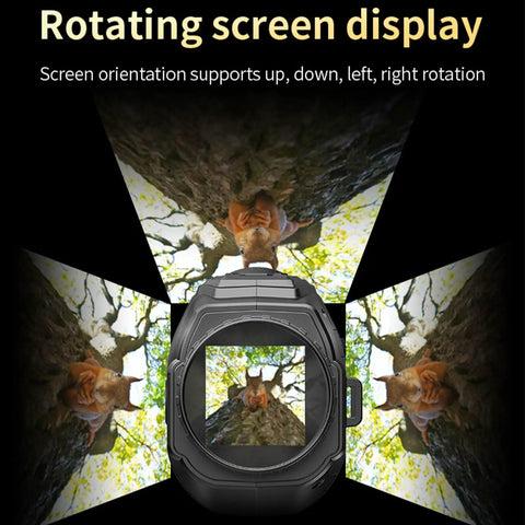 Thermal Imaging Monocular Night Vision Telescope With 64MP 28X Zoom, image showing rotating screen displaying squirrel