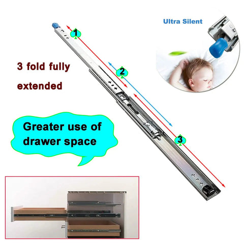 Beefy 550mm Full Extension Drawer Slides With Lock And Ball Bearing Guide Rails 120kg Load Capacity Durable Runners illustration