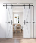 36 Inch By 84 Inch Double Barn Door With 6.6 Feet Sliding Door Hardware And Handle Included, installed in a modern kitchen.