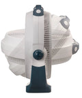 Side view of Air Circulator Floor Fan With Three Speeds 20 Inch Model 3300 Gray Pivoting Head For Targeted Airflow, showing pivot range.
