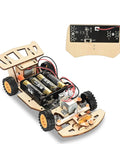 Self-Centering Steering RC Car Kit for STEM Projects, DIY Engineering Toy for Kids Ages 8-12, Drifting Action, Kid-Friendly Builds, Learn Coding, Hands-On STEM Kit for Young Makers wooden RC car kit with battery pack and control board