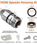 Speedometer Housing Kit For TH350 Transmission Fits 1969 And Up Turbo 350 with retainer, seals, bolts, washer.