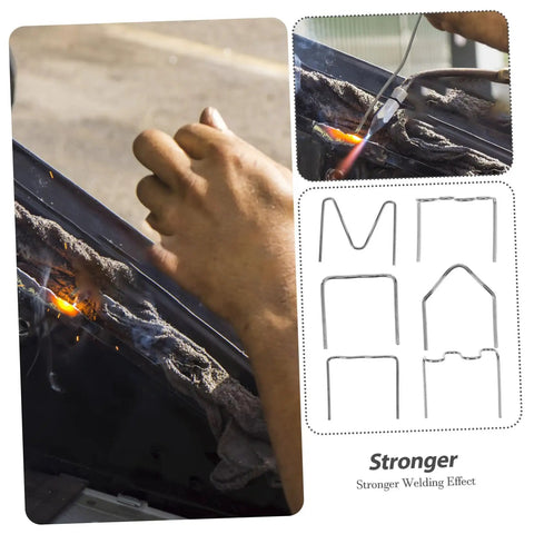 Hands using 600Pcs Car Repair Welding Staples Kit Assorted For Bumper Repair Easy To Use Welding Staples For Quick Crack Fix