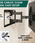 Slick In Wall Cable Management Kit To Hide Tv Wires And Keep Your Space Zero Mess Includes Power And Low Voltage Cord Organizer With Hole Saw Tool For Easy Breezy DIY Installation Under TV, showing mounted TV with cable management.