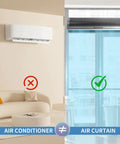 Solid As A Rock Sixty Inch Commercial Air Curtain Stainless Steel Build shown next to air conditioner, illustrating its purpose.