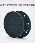Durable Multi-Hole Sanding Buffer Pad 5.9 Inch Round Sponge Interface Disc With Cushion Backing For Wood Stone Panel Car Dry Sanding 2 Pack, featuring air holes and soft surface.