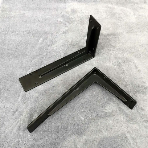 Heavy Duty Wall Mount Floating Shelf Brackets Right Angle Corner Iron L Brackets rust resistant finish, two piece set, measures 23x13 inches.