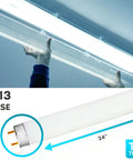 24 Inch T8 Fluorescent Tube Light Bulb 17W 6500K Daylight 1350 Lumens G13 Base Bi Pin 4 Pack shown installed in ceiling fixture