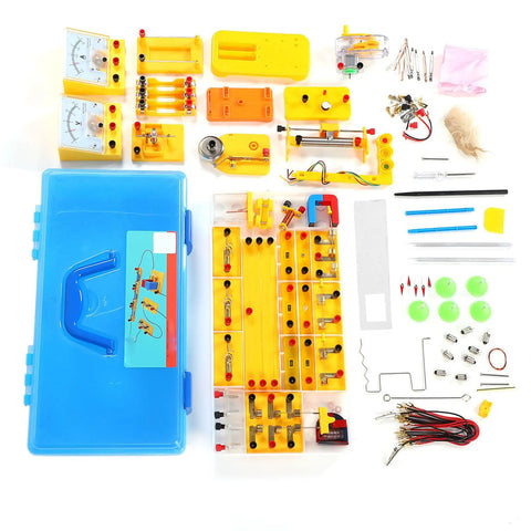 Complete Hands On Electricity And Magnetism Lab Kit With Over 68 Projects, Circuits, Ohms Law, Electromagnet, Motors, Storage Box