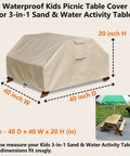 Kids Picnic Table Cover Weatherproof And Waterproof 40x40x21 Inches UV Resistant Shield for 3-in-1 Sand and Water Table