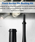 Heavy Duty Pneumatic Truck Anchor Pin Bushing Driver Kit with 7 Inch Short Drive, image showing components and usage