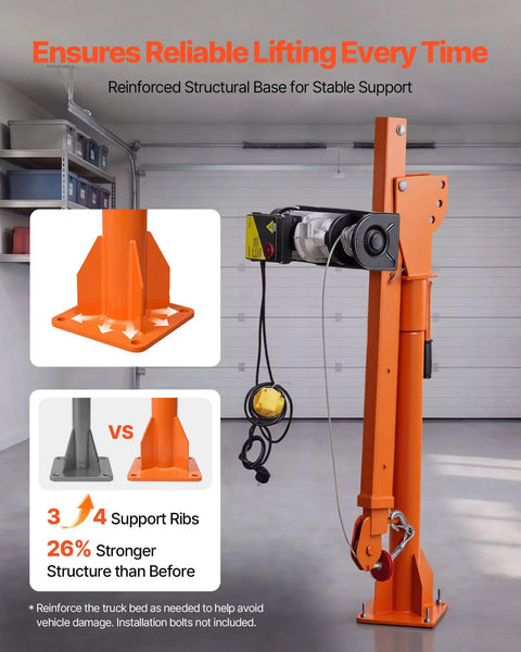 Heavy Hitter Electric Pickup Truck Crane Featuring A 3500 Pound Electric Winch And 360 Degree Swivel Folding Hoist For Real World Job Site Material Hauling