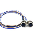 Two Pack M12 4 Pin A Coded Female Connector Cable 0.5M Front Mount IP67 Waterproof Unshielded Aviation Socket on white background