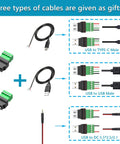 USB 2.0 Type A To 4 Pin Terminal Block Connector Adapter Pack with three types of cables for electronics testing and conversion.