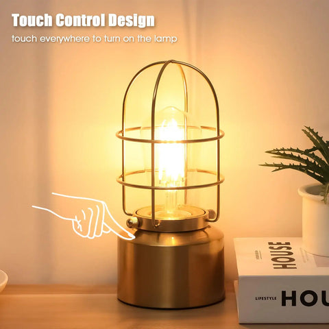 Industrial 3-Way Dimmable Desk Lamp With USB Ports, Touch Control, Low Medium High Brightness, Sturdy Metal Build lit on desk