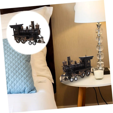 Vintage Steam Locomotive Model Sculpture for Desk Decor and Living Room on bedside table