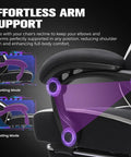 Effortless arm support on Ergonomic Gaming Chair With Footrest And Lumbar Support Boss Level Comfort In High Back Recliner.
